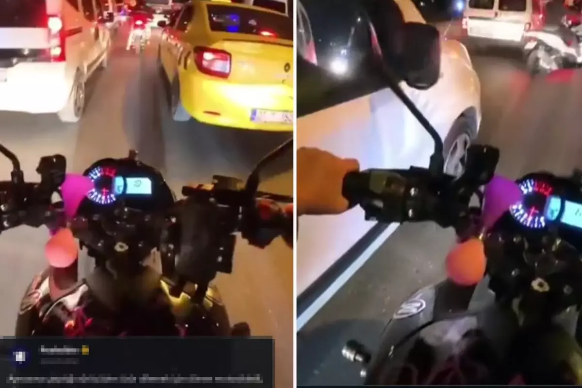 Sürücüden özür dilemek için geri dönen motosikletli, daha beterini yaptı
