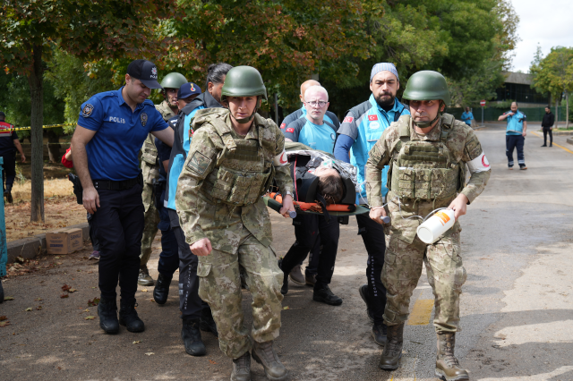 Teams struggled to calm those who got into their roles during the terror exercise in Gaziantep