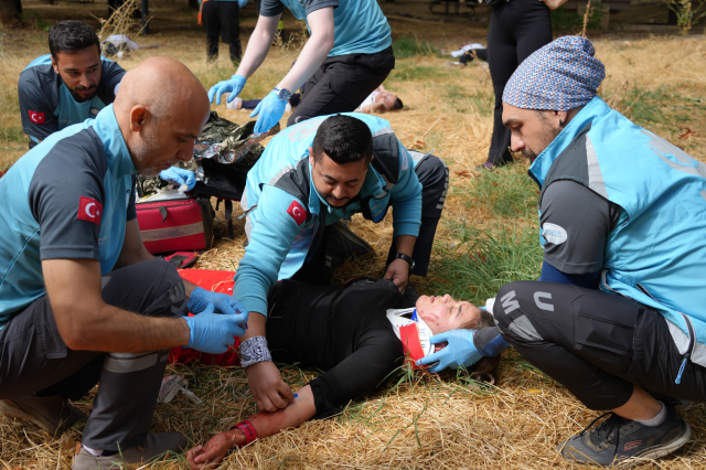 Teams struggled to calm those who got into their roles during the terror exercise in Gaziantep