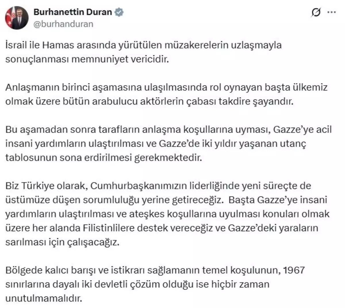 İletişim Başkanı Duran: İsrail-Hamas Müzakereleri Memnuniyet Verici