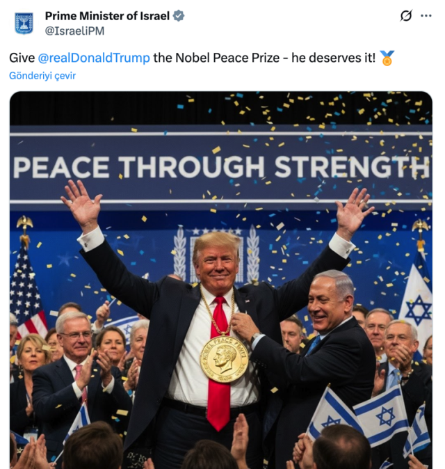 Israel Prime Minister Netanyahu's Nobel Peace Prize Call for Trump