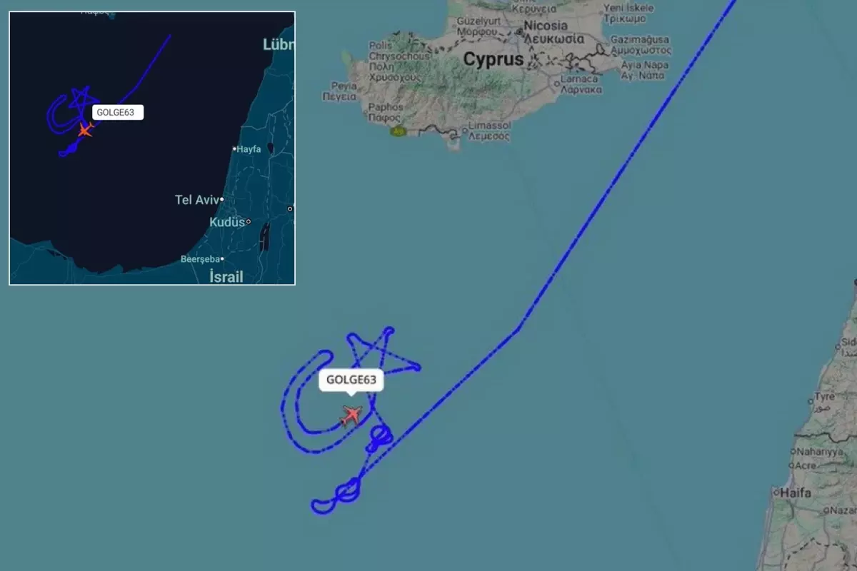 Türkiye'ye ait bir SİHA, Gazze'deki ateşkes sonrası Akdeniz'de ay yıldız çizdi