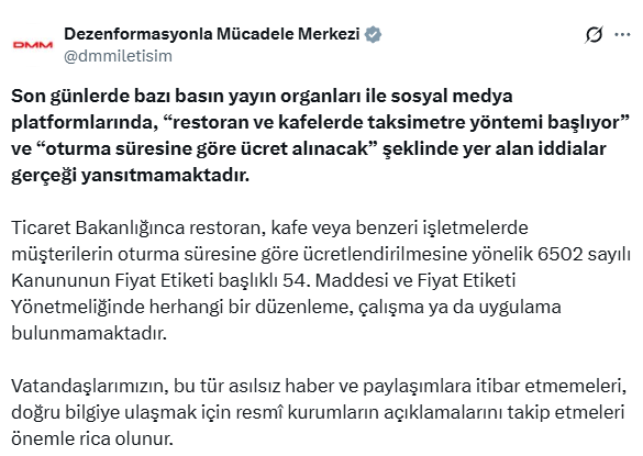 Is the taxi meter period starting in cafes and restaurants? There is a statement from the Presidency