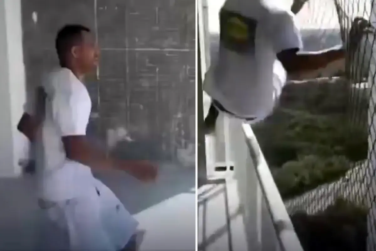 Kendi yaptığı balkon filesini böyle test etti