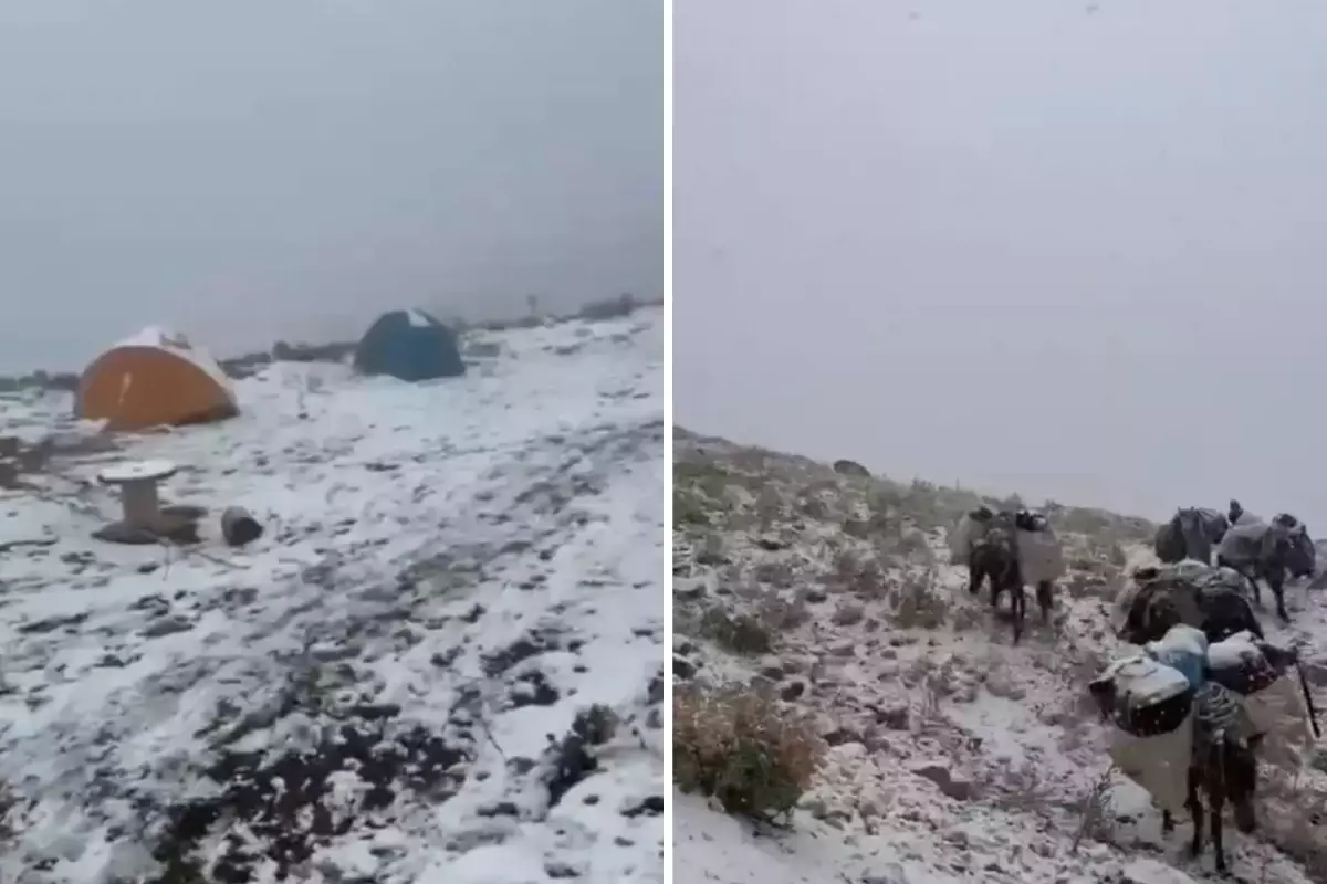 Kar yağışı aniden bastırdı, dağcılar mahsur kaldı