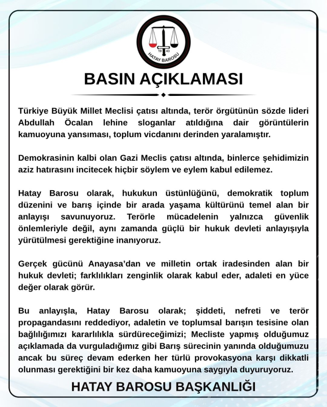Joint reaction from bar associations to the 'Apo' slogan in the Grand National Assembly! Istanbul Bar did not sign