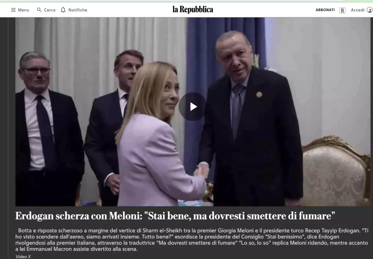 Erdoğan'dan Meloni'ye Sigarayı Bırakma Tavsiyesi