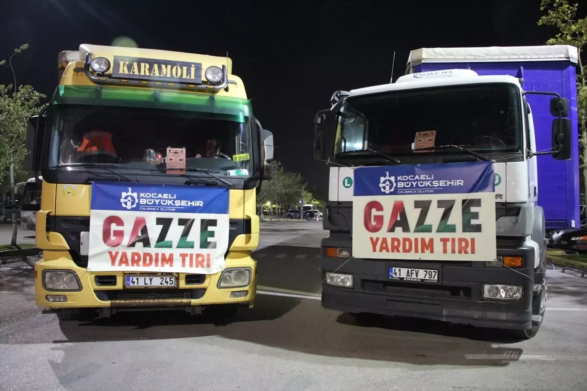 Kocaeli Büyükşehir Belediyesi'nden Gazze'ye İnsani Yardım Tırları Gönderildi