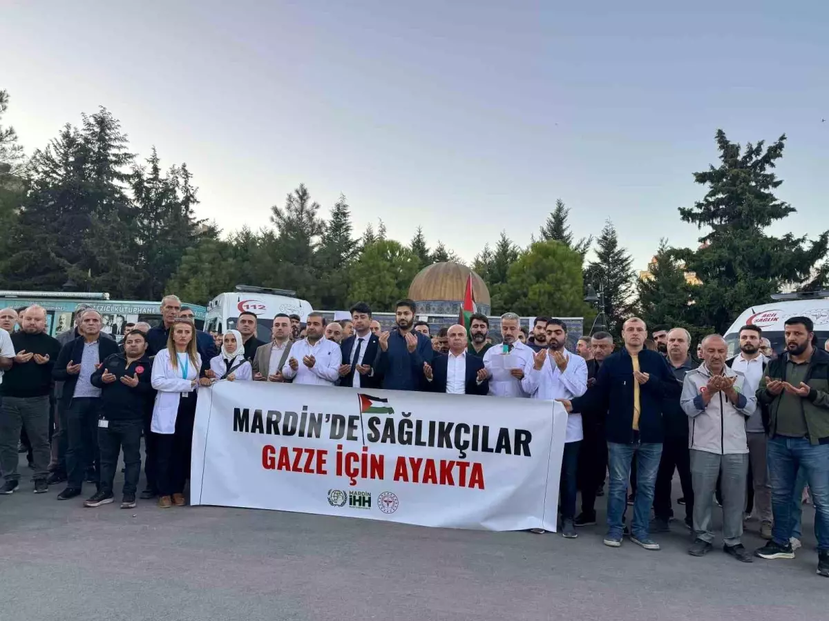 Mardin'de sağlıkçılar Gazze için ayakta