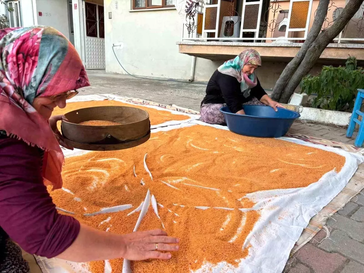 Sındırgı'da Kadınlar Kış İçin Geleneksel Tarhana Hazırlıyor