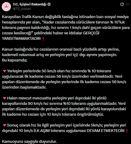 Is the 10% tolerance on speed limits being removed? There is a statement from the Ministry of Interior