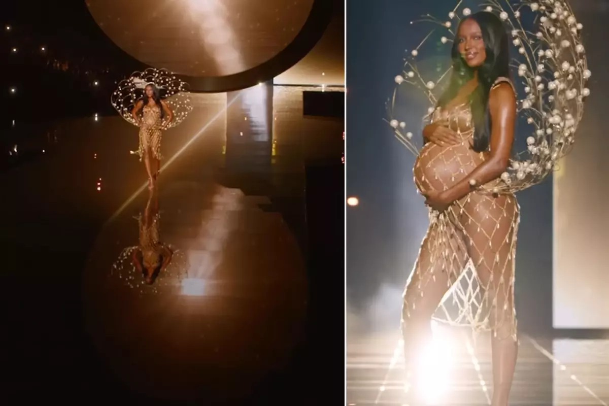 8 buçuk aylık hamile Jasmıne Tookes karnı burnunda podyuma çıktı