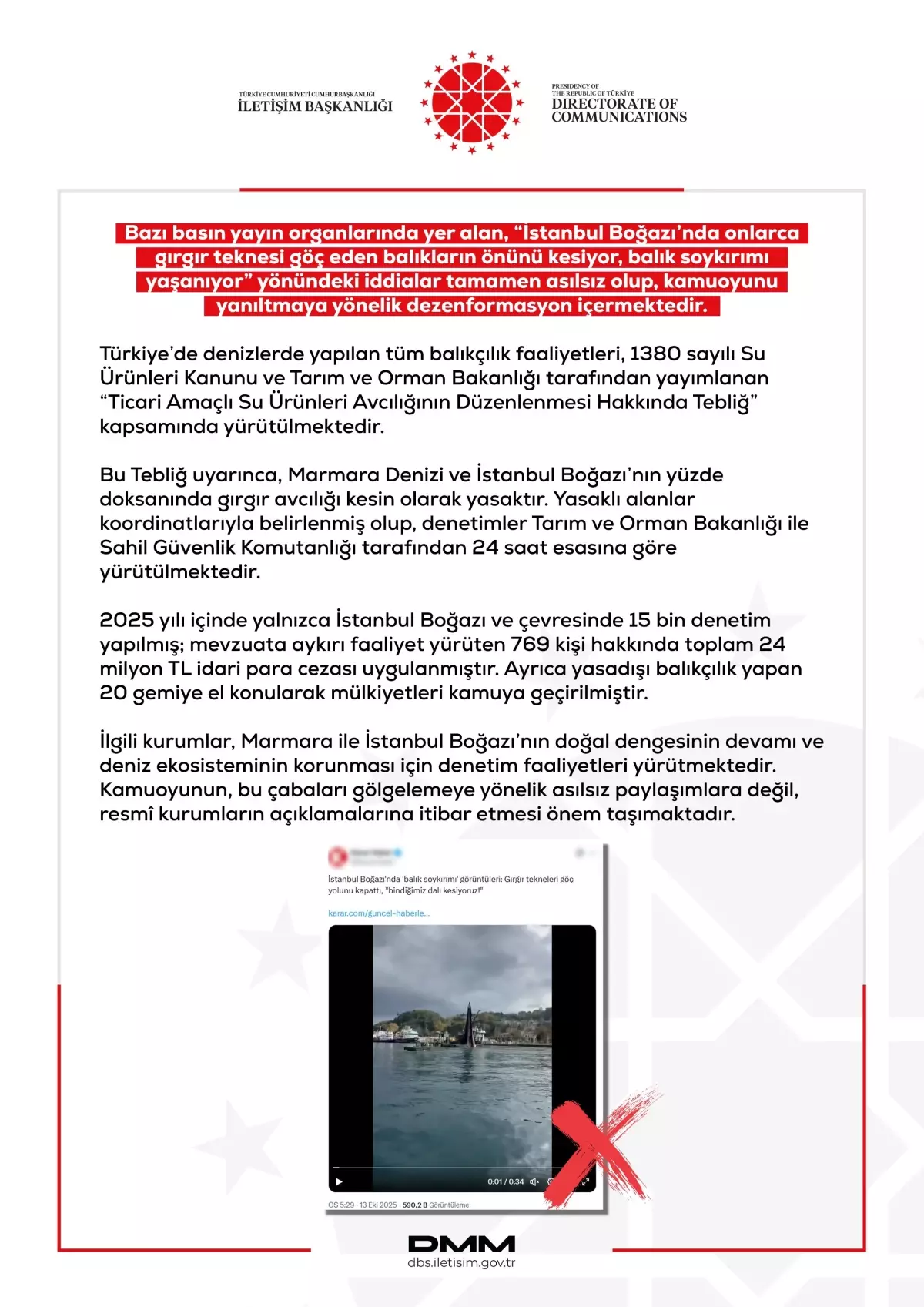 İstanbul Boğazı'ndaki Balıkçılıkla İlgili Dezenformasyon Açıklandı