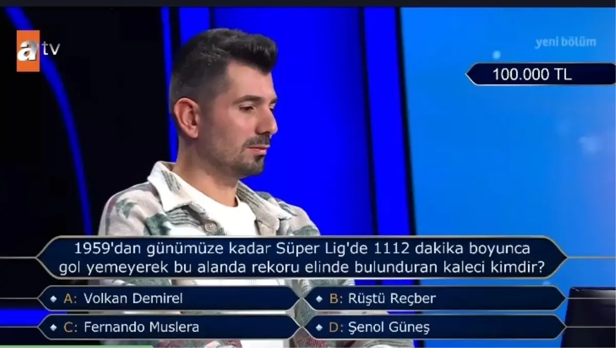 En uzun süre gol yememe rekoru kimde? (Volkan Demirel, Rüştü Reçber, Fernando Muslera, Şenol Güneş)