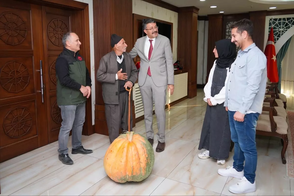 Hakkari'de 50,5 Kilogram Ağırlığında Bal Kabağı Yetiştirildi