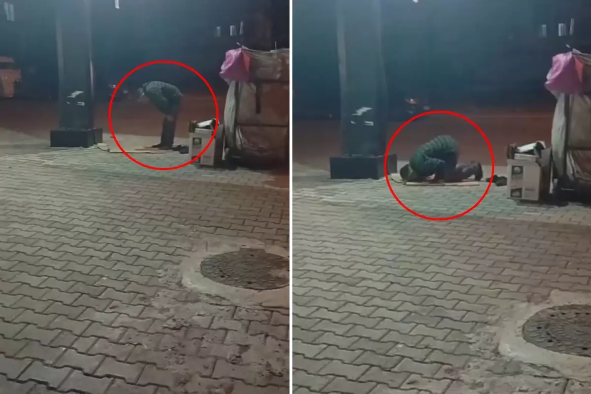 Namaz kılan kağıt toplayıcısını kayda aldı, yaptığı yoruma tepki yağıyor