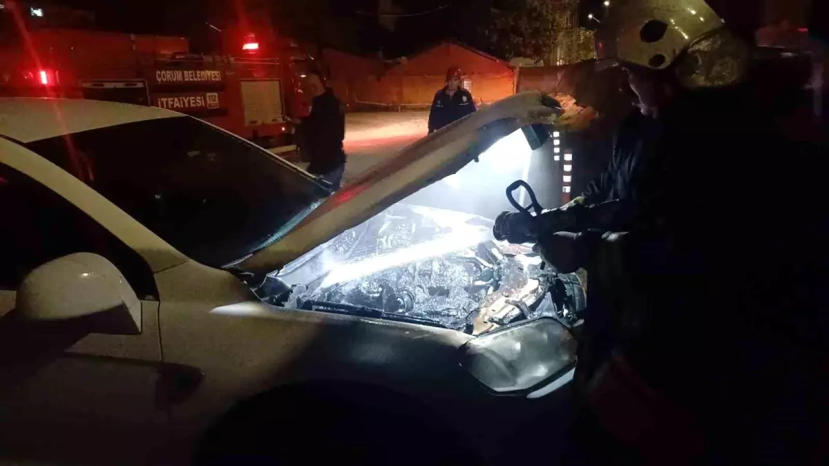 Çorum'da Park Halindeki Cipte Yangın