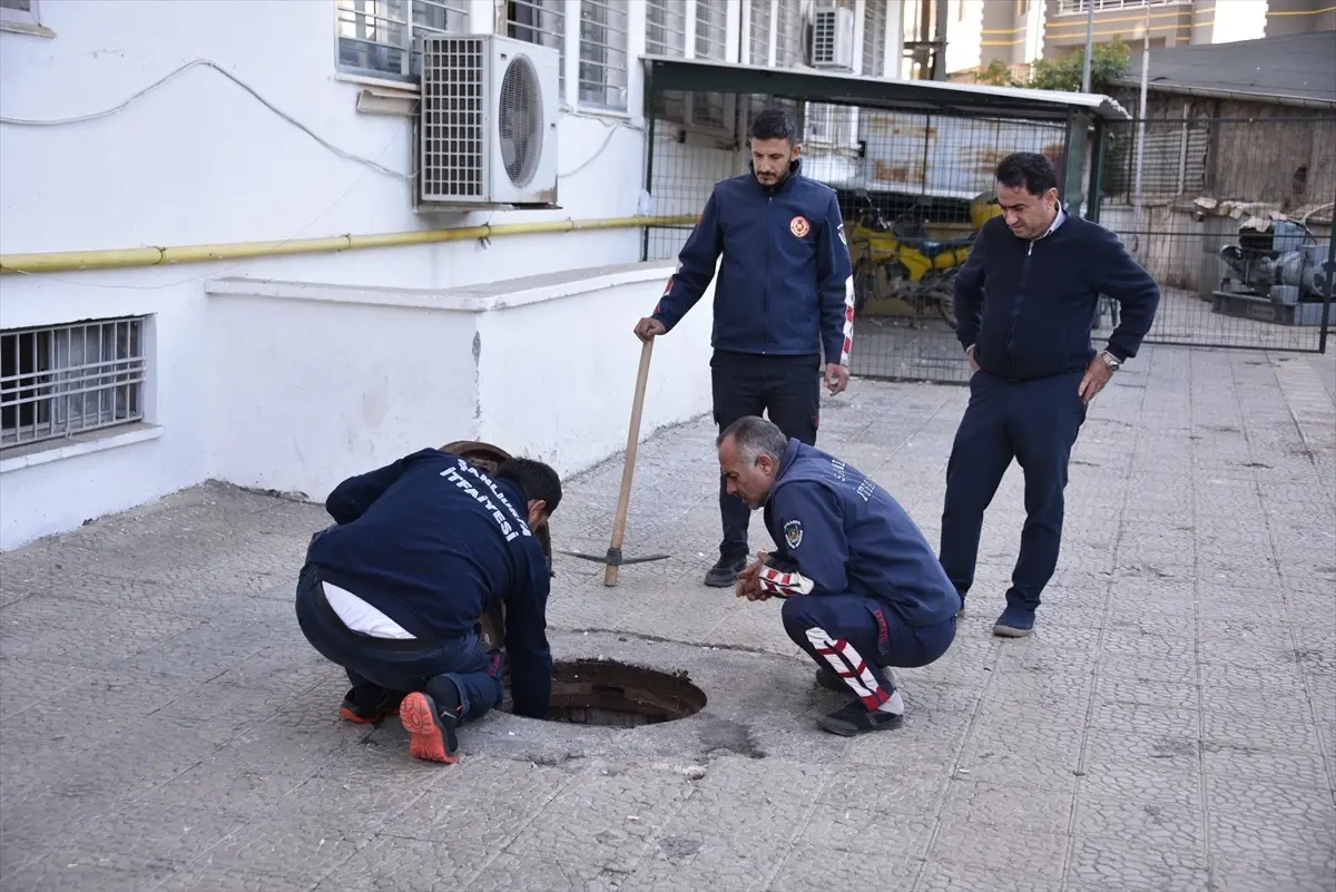 Siverek'te İtfaiye Ekipleri Mahsur Kalan Kedi Yavrusunu Kurtardı