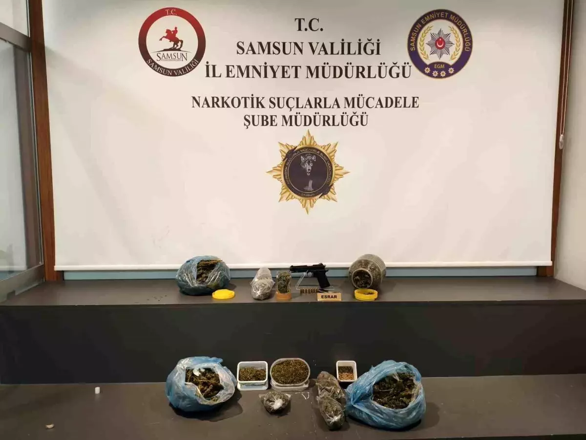 Samsun'da Uyuşturucu ve Silah Operasyonu: 2 Kilo Esrar Ele Geçirildi