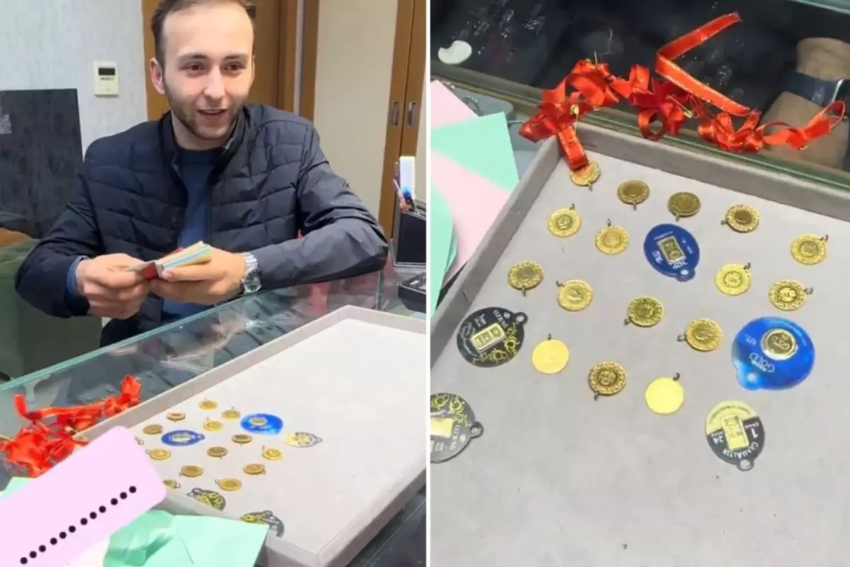 Düğünden sonra altınları çantaya dolduran damat, soluğu kuyumcuda aldı