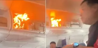 Havadaki uçağın kabininde yangın çıktı