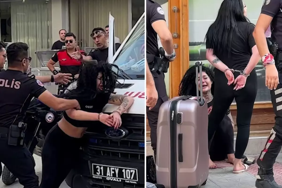 Kavga eden kadınları polis güçlükle ayırdı