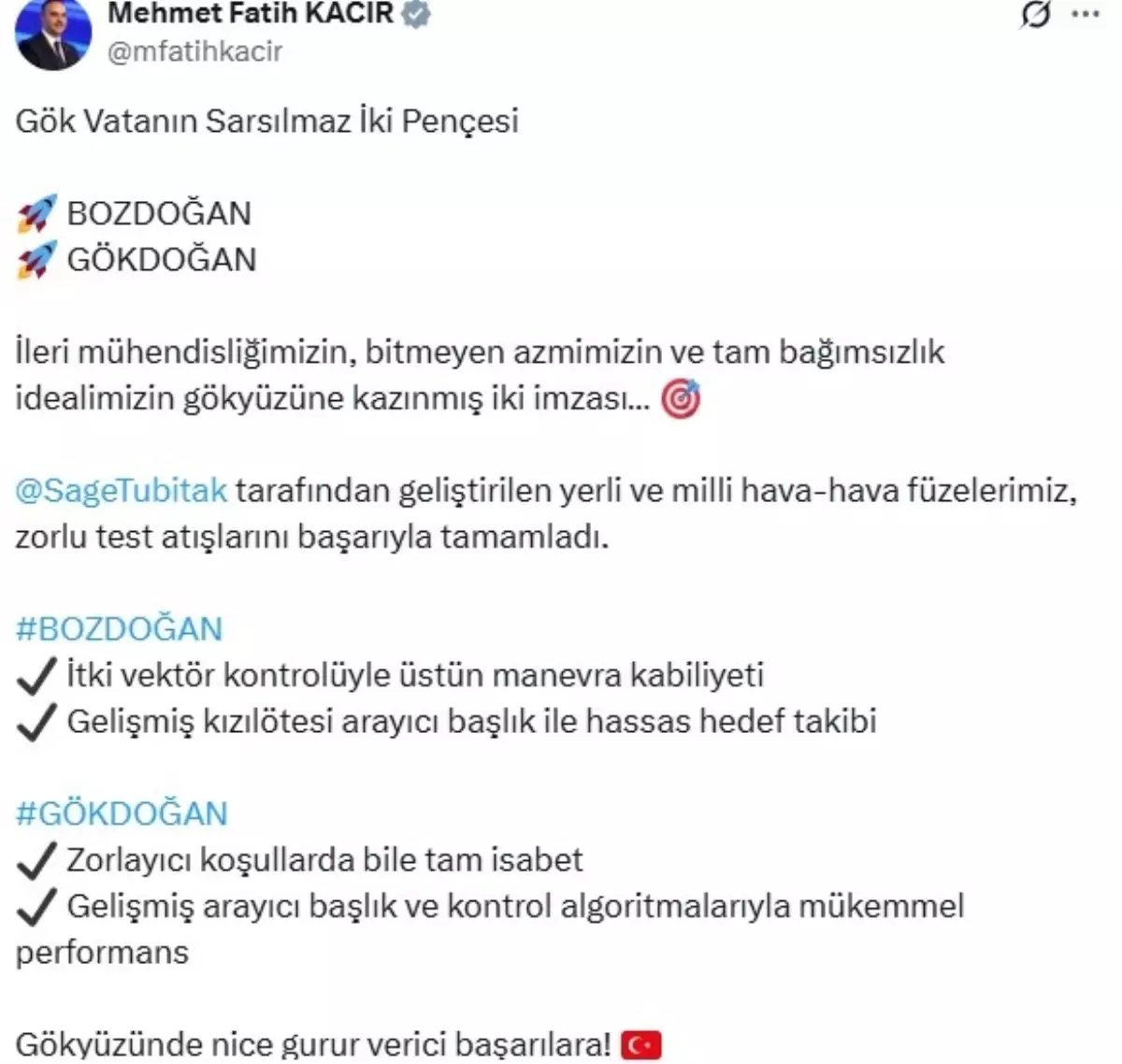 Yerli Hava-Hava Füzeleri Zorlu Testleri Başarıyla Tamamladı