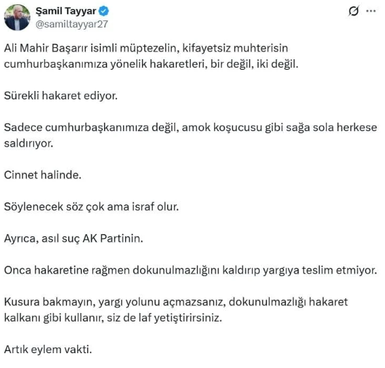 AK Party's Şamil Tayyar was very angry at CHP's Ali Mahir Başarır's words