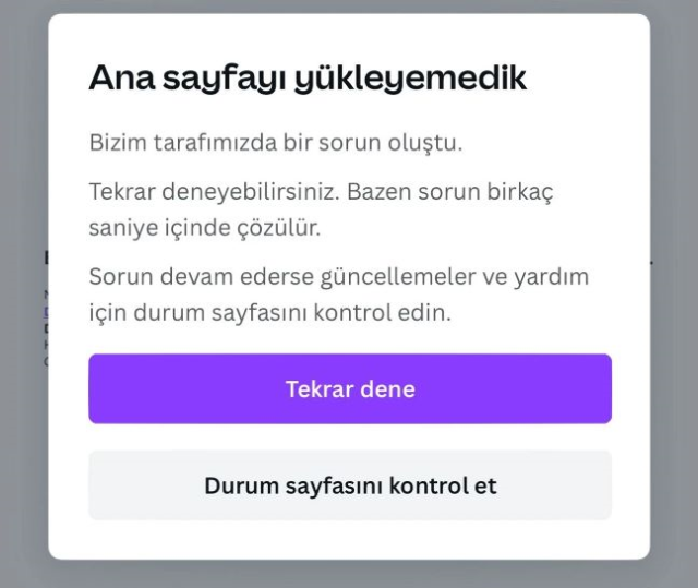 Canva çöktü mü? Canva neden açılmıyor, ana sayfa neden yüklenmiyor? Canva erişim problemi! Canva çöktü mü? Canva neden açılmıyor, ana sayfa neden yüklenmiyor? Canva erişim problemi!