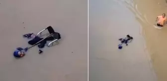 Hatay'da sel! Engelli kadın tekerlekli sandalyesiyle suya kapıldı