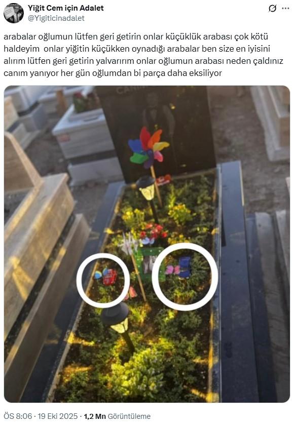 They did not leave little Yiğit Cem alone even at his grave! Allegation of 'toys stolen'