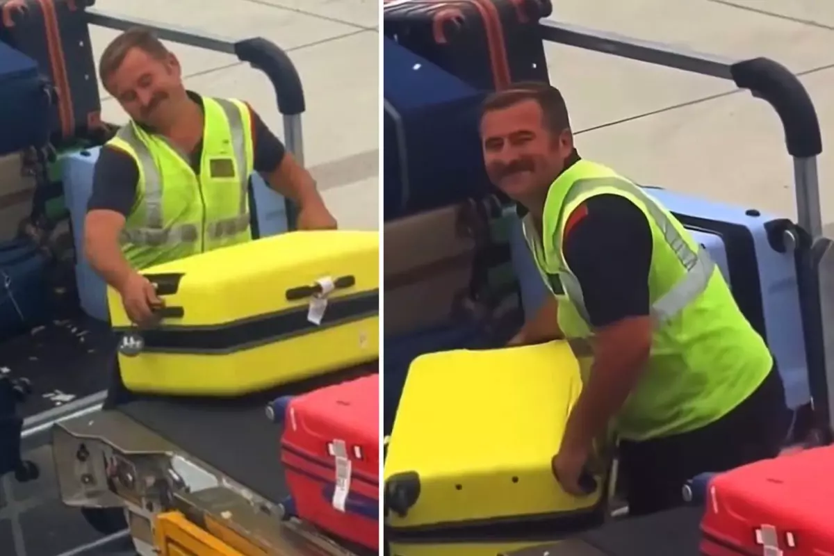 Bagaj yüklerken milyonların gönlünü kazandı