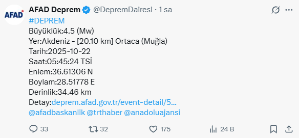 mugla da 4 5 buyuklugunde deprem 19172486 8974 m