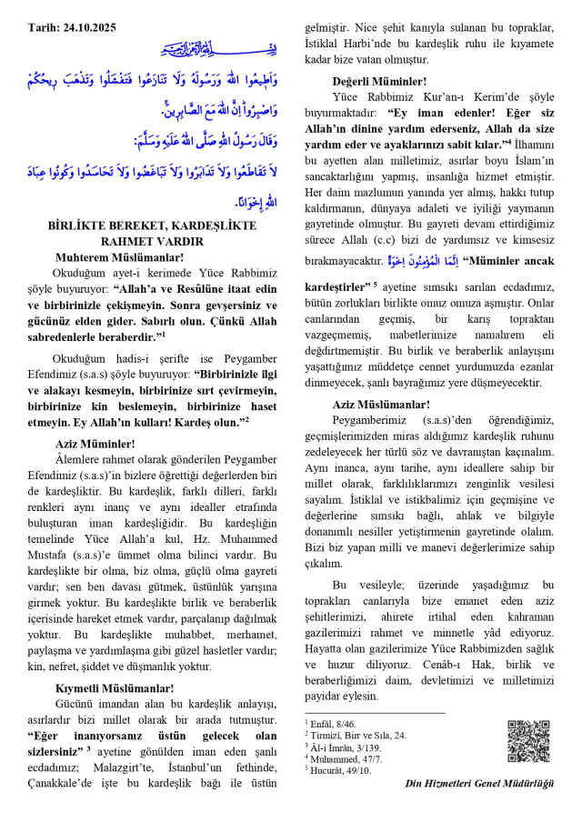 24 Ekim Cuma Hutbesi yayınlandı mı? 24 Ekim Cuma Hutbesi tam metni! 24 Ekim Cuma Hutbesi yayınlandı mı? 24 Ekim Cuma Hutbesi tam metni!