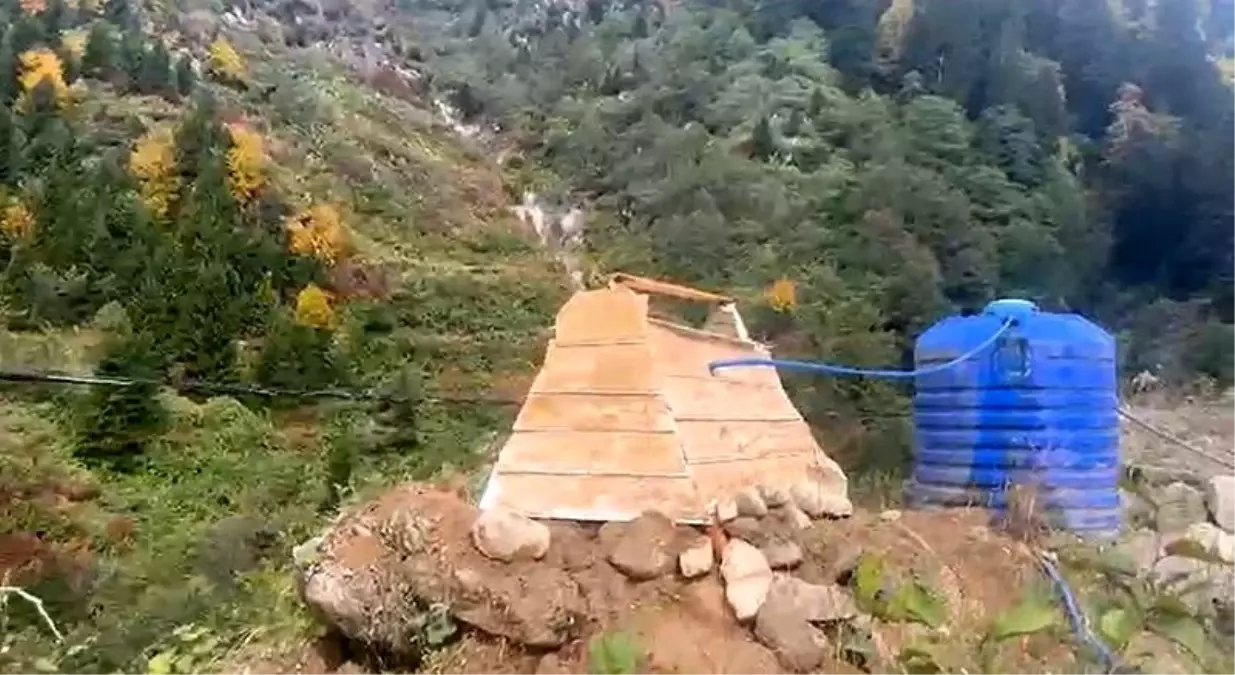 Rize'nin Ayder Yaylası'nda mezar gibi görünen su deposu şaşkınlık yarattı