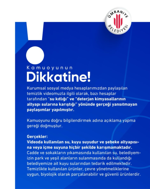 Görüntüye tepki yağıyor: Barajlar alarm verirken Ümraniye Belediyesi şov peşinde