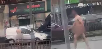 Araçlara saldıran çıplak adam, trafiği felç etti