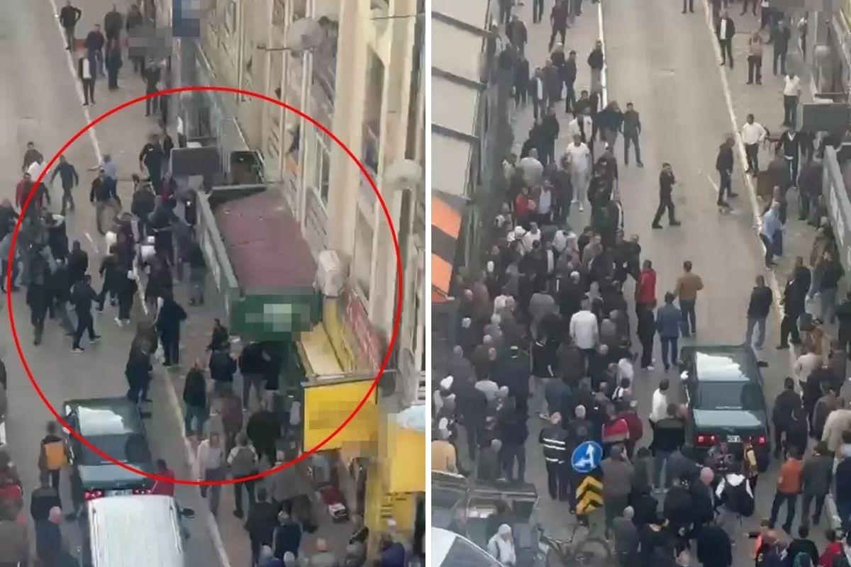 Kavga değil meydan savaşı! Onlarca kişi birbirine girdi
