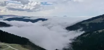 Kümbet Yaylası'nda sis havadan görüntülendi
