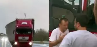 Otoyolda zikzak çizen tır, yüklerini yola savurdu