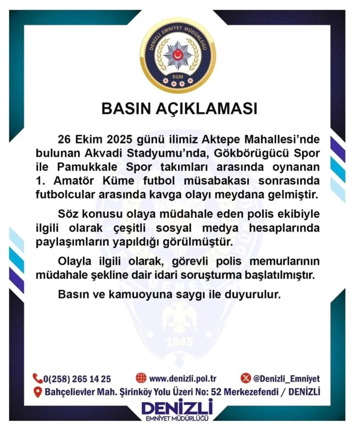 Pamukkale'de Amatör Lig Maçında Kavga: Polis Biber Gazı Kullandı