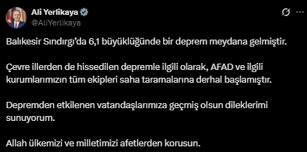 Balıkesir'deki 6.1'lik depremin ardından peş peşe açıklamalar 5 balikesir deki 6 1 lik depremin ardindan 19192379 6119 m