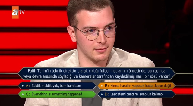 Surprise from Fatih Terim in Who Wants to Be a Millionaire?