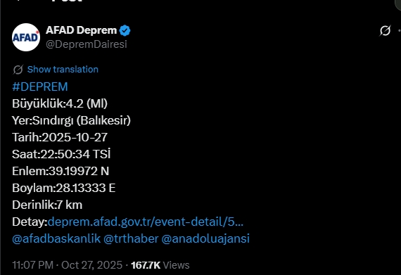 Uşak'ta deprem mi oldu? SON DAKİKA! 27 Ekim Uşak'ta az önce nerede deprem oldu?