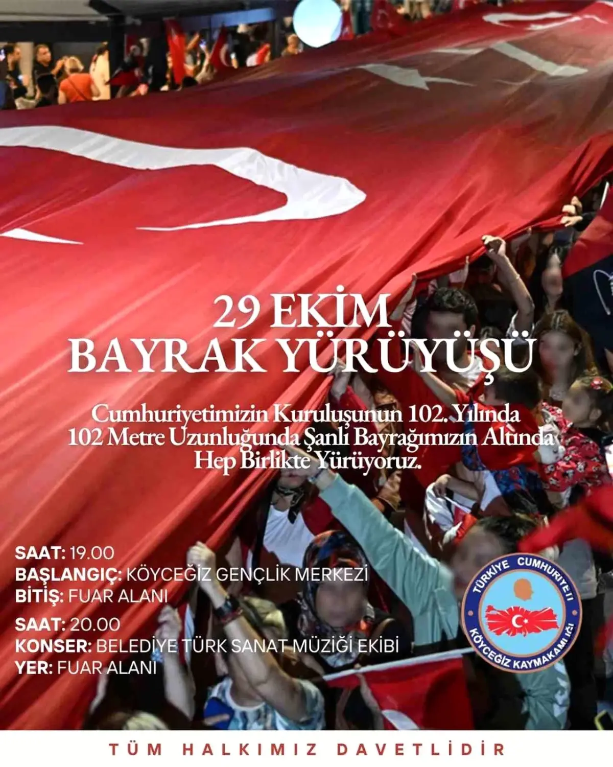 Köyceğiz'de 29 Ekim Cumhuriyet Bayramı Bayrak Yürüyüşü
