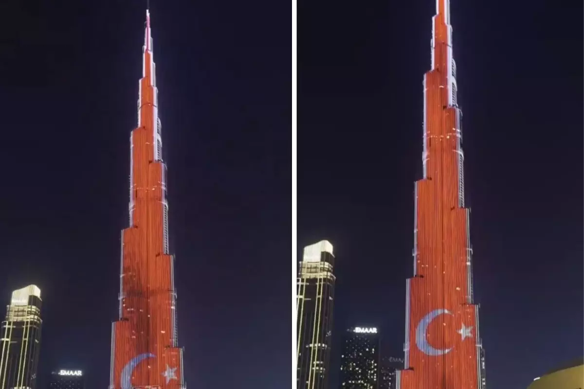 Dünyanın en yüksek gökdeleni Türk bayrağı ile aydınlatıldı