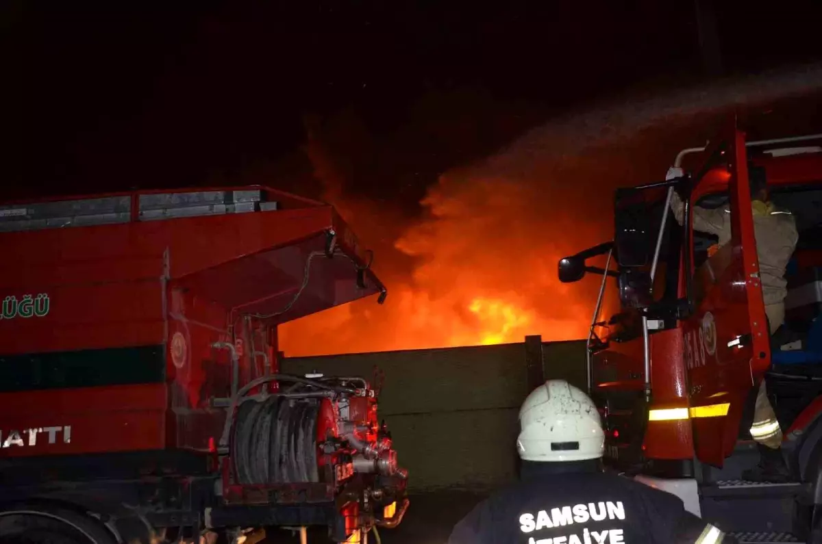 Samsun'da Geri Dönüşüm Tesisinde Yangın Çıktı