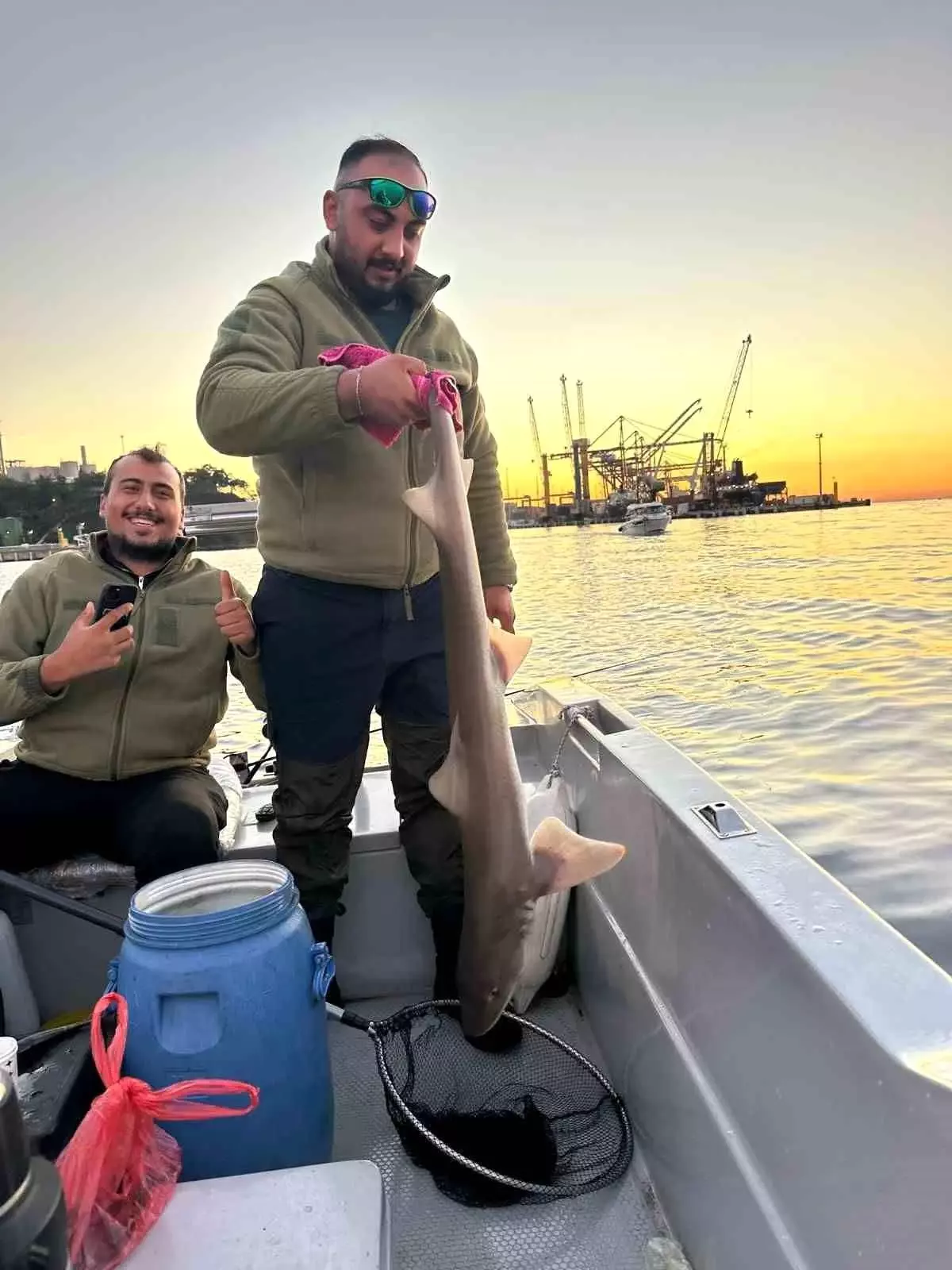 Bursa'da Balıkçıların Oltasına 140 Santimetre Uzunluğunda Köpek Balığı Takıldı