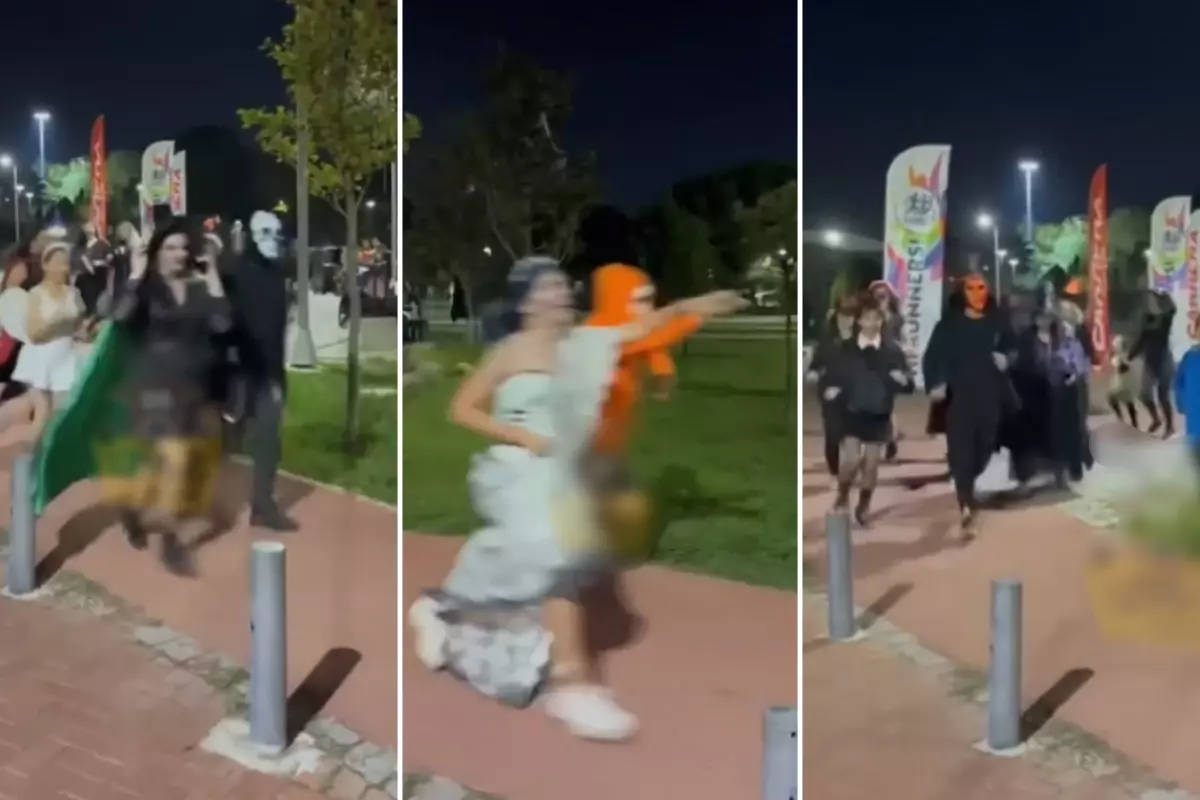 Kostümünü giyen parkta koştu, kimse ne olduğunu anlamadı