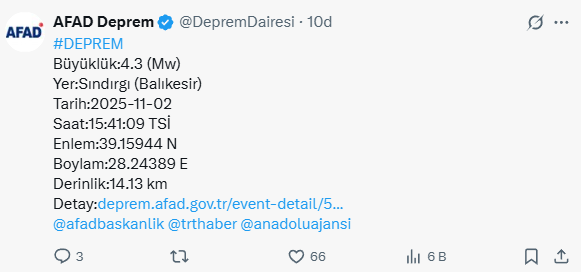 Balıkesir'in Sındırgı ilçesinde 4.3 büyüklüğünde deprem 3 balikesir in sindirgi ilcesinde 4 3 buyuklugunde 19211465 1485 m